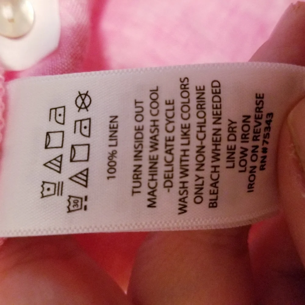 Jones ny linen pink sleeveless button up blouse - Picture 2 of 7
